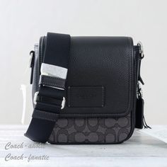 Nwt Coach Co915 Lucas Crossbody In Signature Jacquard Charcoal/Black Details Signature Jacquard And Refined Pebble Leather Inside Multifunction Pocket Magnetic Snap Closure, Fabric Lining Detachable Strap With 25" Drop For Shoulder Or Crossbody Wear 6" (L) X 6 3/4" (H) X 2 1/2" (W) In Smoke Free Home!! All Items Are Guaranteed 100% Authentic And Brand New ! Formal Black Shoulder Bag With Leather Trim, Black Evening Bags With Leather Trim, Designer Black Shoulder Bag For Work, Elegant Black Shoulder Bag With Leather Trim, Coach Black Shoulder Bag For Work, Black Coach Shoulder Bag For Work, Mens Crossbody Bag, Messenger Bag Men, Charcoal Black