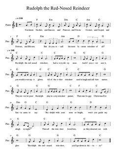 rudolph the red - nosed reindeer sheet music for guitar with chords and tabulas