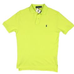 ***** Please Buy With Confidence! Poshmark Has Granted Us Ambassador Status To Recognize Our Consistently Excellent Quality & Customer Service ***** This Is A Classic Brand New Polo Ralph Lauren Polo Shirt! Custom Fit (Slim Fit) Bright Greenish Yellow With Blue Polo Player. Sizes: Small Or Medium 100% Cotton. Fabric Is Mesh Type Cotton (Also Called Pique) Short Sleeves With Ribbed Armbands. Tennis Tail. Polo Collar. Two-Button Placket. Measurements: Size Small: Chest 37 Inches (18.5 Inches Pit T Yellow Collared Polo Shirt For Summer, Fitted Yellow Polo Shirt For Summer, Summer Yellow Polo Shirt With Polo Collar, Yellow Polo Shirt With Collar For Summer, Yellow Summer Polo Shirt, Yellow Polo Shirt For Spring, Yellow Short Sleeve Polo Shirt For Spring, Yellow Spring Polo Shirt, Spring Yellow Polo Shirt