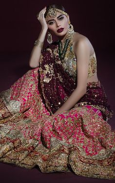 Dark Wine Pink Bridal Lehenga Saree Tena Durrani, Pink Bridal Lehenga, Eastern Dresses, Indian Wedding Gowns, Designer Bridal Lehenga Choli, Zardozi Work, Indian Bride Outfits, Designer Bridal Lehenga, Masquerade Masks