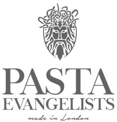 the logo for pasta evangelists made in london, with a lion's head