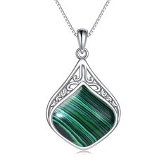 PRICES MAY VARY. ♥Malachite of Natural Gemstone(Every stone is different, so the color pattern will not be exactly the same as the picture!),Malachite is the stone of hope,wearing Malachite earrings is definitely the most beautiful,this silver malachite necklace is one of the must-have jewelry for your summer travel or going out ♥Malachite teardrop necklace Pendant Size: 29*17.9mm(1.14*0.7in). The chain length is 18 inches + 2 inches extension chain,weight:4.98g for teardrop pendant and chain ♥T Moonstone Teardrop Necklace, Moss Agate Necklace, Amethyst Pendant Necklace, Malachite Earrings, Malachite Necklace, Amethyst Necklace Pendant, Malachite Jewelry, Sterling Silver Filigree, Teardrop Necklace