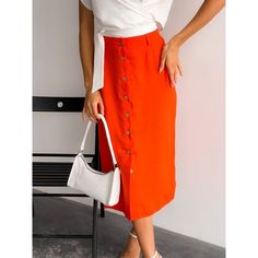 "🌿 Midi linen orange skirt with buttons comfortable wear everyday. Perfect all season clothing piece from summer days to colder season. Match it with our tops for of casual and elegant style in your look with this high waisted linen midi skirt. Material: linen MORE items : https://www.etsy.com/shop/ArtVyshyvankaUA?ref=seller-platform-mcnav§ion_id=38577594 ----------------------------------------------------------------------------------------------------- 🌿CARE: machine washable 30-40C (95-105 Best Oscar Dresses, Linen Midi Skirt, Skirt Linen, Oscar Dresses, Skirt With Buttons, Orange Skirt, Women Skirt, Linen Casual, Linen Skirt