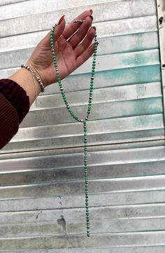 This is new version of our Beaded Drop Lariat, NOW with beaded Turquoise!! All Hand strung, Made in the USA Silversmithing Jewelry, Turquoise Squash Blossom, Squash Blossom, Turquoise Stones, Native American Jewelry, Turquoise Beads, Turquoise Stone, Boho Chic, Beaded Jewelry