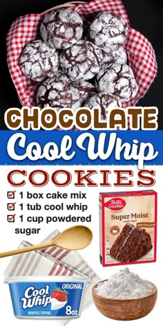 chocolate cookie whip cookies in a wooden bowl