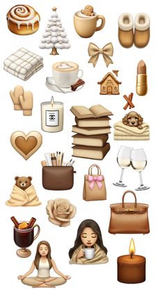 a bunch of different items that are in the shape of a woman's body