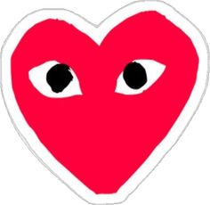 a red heart with two eyes on it