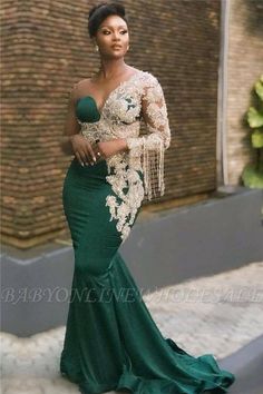 Appliques de sirène une épaule robes de bal | Robes de soirée longueur au sol | Babyonlinewholesale Flapper Wedding, Emerald Green Prom Dress, Mermaid Prom Dresses Lace, Green Evening Dress, One Shoulder Prom Dress, Prom Dresses Long Mermaid, Green Prom, Prom Dresses 2020, Best Prom Dresses