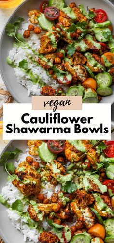 Cauliflower Shawarma Bowls Gluten Free Bowls, Green Tahini, Plats Healthy, Vegan Cauliflower, Crispy Chickpeas, Tasty Vegetarian Recipes, Tahini Sauce, Vegetarian Dinners