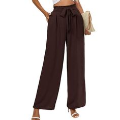 This Chiclily high waisted belted wide leg pants for women fit more women than normal pants for its design. It will work even If you are curvy or have thick calves and thighs. The bow in the front is a nice little addition to dress them up as well, and make them more stylish than most summer pants. Stylish Design: High waisted pants with elastic waistband and tied belt. Convenient Side Pockets-the pockets are practical and cute, deep and roomy enough to hold your hands, phone, wallet, keys, etc. High Waist Belted Versatile Pants, Versatile High Waist Belted Pants, Trendy Belted Wide Leg Pants, Versatile Belted Wide Leg Pants, Chic Non-stretch Wide Leg Pants With Belt Loops, Chic Belted Wide Leg Pants With Paperbag Waist, Chic Belted Paperbag Waist Wide Leg Pants, Summer Solid Wide Leg Pants With Belt Loops, Belted High-waisted Wide Leg Pants For Summer