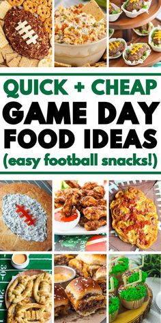 Quick and cheap easy game day food ideas like appetizers, snacks, desserts, and dinners for football season parties. Cute Superbowl Snacks, Cheap And Easy Football Food, Football Game Snacks Easy, Super Bowl Food For Kids, Football Playoff Treats, Protein Superbowl Snacks, Football Game Recipes Crock Pot, Foot Ball Party Foods, How To Host A Superbowl Party