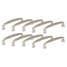 set of six stainless steel door handles for cabinet doors and cupboards with rounded corners