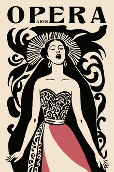 an art nouveau poster with a woman in a dress