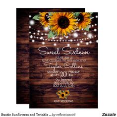 sunflowers and string lights are the focal point for this rustic bridal shower