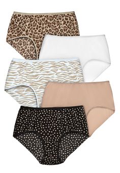 Get your everyday panties in order with these breathable cotton briefs. Tag-free with an elastic waistband for comfort. One size and one of each color per pack. Sits at natural waistFull front and back coverageCotton, importedMachine washableCustomers also love our 5-pack stretch cotton briefs! Click here to shop.Customers also love our 10-Pack! Click here to shop. *Note: Please refer to our Size Chart below to find your perfect panty size.  Panty SizeWaistHipApparel Size 7 32 1/2 - 35 1/2 40 - Chase Freedom, Lounge Lingerie, Quick Outfits, Tunic Tank Tops, Swimsuits For All, Variety Pack, Daily Essentials, New Tops, Bra Lingerie