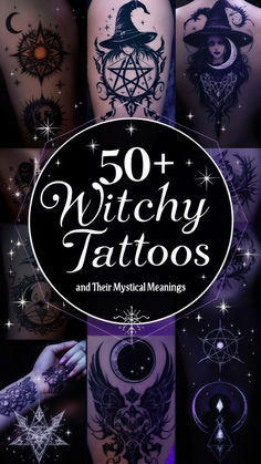 the cover of 50 witchy tattoos and their mythical meanings