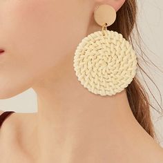 New - Very Lightweight And Won't Hurt Your Ears At All,Super Stylish,Cute And Fashionable. Trendy Adjustable Beige Earrings, Trendy Beige Drop Earrings, Trendy Round Beige Jewelry, Trendy Beige Jewelry For Beach, Beige Dangle Earrings For The Beach, Beige Dangle Earrings For Beach, Casual Handmade Beige Earrings, Beige Round Summer Jewelry, Cream Earrings For Summer