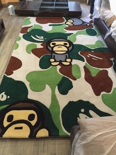 a monkey rug in the middle of a living room