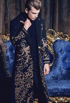 Royal Fitted Outerwear For Winter, Royal Fitted Winter Outerwear, Formal Fitted Outerwear With Gold Embroidery, Ceremonial Embroidered Fitted Outerwear, Formal Long Sleeve Outerwear With Gold Embroidery, Winter Outerwear With Gold Embroidery And Long Sleeves, Fitted Winter Outerwear With Gold Embroidery, Floral Embroidered Long Sleeve Outerwear For Wedding, Fall Wedding Outerwear With Floral Embroidery