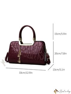 Bird in Bag - Patent Leather Tone Ladies Handbag Large-Capacity European and American Style Boston Side Bag, Ideal for Dating, Daily Use and Gifting Portable Leather Handheld Bags, Portable Faux Leather Rectangular Bag, Portable Leather Handheld Satchel, Portable Handheld Leather Satchel, Portable Handheld Leather Bags, Portable Top Handle Bags For Office, Portable Rectangular Faux Leather Bag, Office Top Handle Portable Bags, Portable Top Handle Office Bag