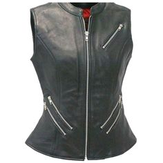 Women Motorcycle zipper Leather Vest Premium Quality Women's Genuine Cowhide Leathers Motorcycle Vest Features: Premium Quality Heavy Duty Vest Now on Sale! Women's Leather Motorcycle Vest With Two Deep Gun Pockets Made from top-quality, genuine soft touch split cowhide leather Features two large concealed carry pockets with elastic straps One interior slip pocket on left One zippered breast pocket Four zippered waist pockets (2 on each side) Soft breathable mesh lining Cut slightly longer for a Women Leather Vest, Women Motorcycle, Black Leather Vest, Pocket Vest, Motorcycle Vest, Leather Pocket, Motorcycle Women, Fashion Materials, Black Vest