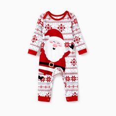 Complete your family's Christmas look with these matching pajama sets, including adult, kid, baby and pet sizes. The large Santa Claus pattern and Christmas-themed background add a festive touch to your holiday moments.
* Please add each size separately to your shopping cart.
* Piece of product: Each size includes 1 set of pajamas (1 top+1 bottom), 1 romper, or 1 pet bandana.
* For children's safety, pajamas should be snug-fitting or flame-resistant. These kids' and babies' pajamas are flame-resistant.
* Drawstring waistband and pockets for adults.
* Fabric characteristics: Soft and comfortable.
* Neckline: Round neck.
* Sleeves: Long sleeves.
* Style: Matching Christmas family pajamas.
* Fit: Moderate fit.
* Length: Moderate length.
* Source of goods: Imported.
* Supplier: PatPat. Christmas Pajamas Family, Comfy Blouse, Matching Pajama, Baby Size Chart, Christmas Pajama Set, Pajamas Sets, Sleeves Style, Kimono Pattern, Pajamas Comfy