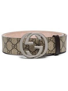 Beige leather GG Supreme belt from GUCCI featuring GG Supreme canvas, signature Interlocking G buckle, adjustable fit and rounded tip. Gucci Designer Leather Belt, Luxury Gucci Belts For Men, Luxury Men's Gucci Belts, Gucci Luxury Gold-tone Belt, Luxury Gucci Belt With Gold-tone Logo Plaque, Gucci Accessories, Tech Fashion, Hole Punch, Metal Buckles