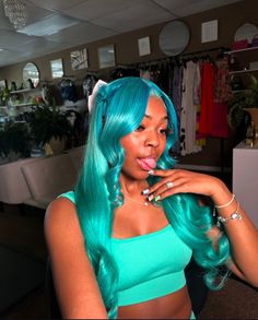 Wig Black Women Hairstyles, Mint Green Lace Front Wig, Full Lace Wig Human Hair, Glamour Hair, Weave Ponytail Hairstyles, Lace Frontal Wigs, 100 Human Hair Wigs