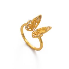 Butterfly Ring for Women Gold Color Resizable Ring Rhinestone African Arab Middle Eastern Wedding Jewelry Gifts。 The product is gold color plated or silver color plated,no real pure gold or pure silverPACKING:1pc/opp bagNO GIFT BOXJEWELRY MAINTENANCE:* If allergy exists,stop wearing.This is a fashion jewelry, not real pure gold/silver* Keep this product out of reach of small children.* Reduce to touch sweat.* Take off the jewelry while bathing,washing.* Avoid the mixing with other jewelry or hard things.* Often clean it and keep the product dry.* For example more sweat or bathing ....etc., will affect the color change. Gold Crystal Ring With Cubic Zirconia Open Design, Gold Cubic Zirconia Open Ring, Gold Cubic Zirconia Crystal Ring As Gift, Gold Plated Crystal Ring For Wedding, Gold Open Ring With Cubic Zirconia, Gold Diamond Midi Promise Ring, Gold Cubic Zirconia Butterfly Ring For Formal Occasions, Gold Cubic Zirconia Crystal Ring For Promise, Gold Cubic Zirconia Crystal Promise Ring