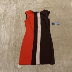 Madison Leigh-Brown/Rust Color,Sleeveless Dress, Round Neck, Zipper Closure, Knee Length, Size 6 & Suitable For Any Occasion. Black Faux Leather Dress, Short Sleeve Floral Dress, Safari Dress, Burnt Orange Dress, Summer Black Dress, Faux Leather Dress, Sleeveless Dress Summer, Lightweight Dress, Sleeveless Floral Dress