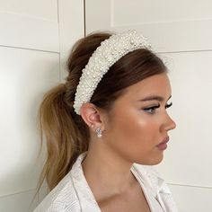 Camila Pearl padded headband wedding headband bridal | Etsy Bridal Headband Pearl, Pearl Wedding Hair, Custom Wedding Map, Silver Bridal Jewellery, Pearl Drop Earrings Bridal, Wedding Hairband, Wedding Hair Piece