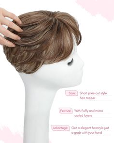 Highlight Hair Toppers for Women 6.8" x 7" Pixie Cut Short Hair Topper Fluffy Synthetic Hair Topper Silver Remy Topper. Short, Human Hair Toppers For Thinning Hair For Women, Blonde Human Hair Toppers, Hair Toppers Wig Studio 1, Hair Pieces For Thinning Hair Crowns Wigs & Hair Extensions, Hair Toppers, Short Cuts, Pixie Cut, Synthetic Hair