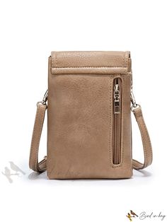 Bird in Bag - Mini PU Zipper Crossbody Cell Phone Purse Case with Credit Card Holder Beige Rectangular Phone Bag With Zipper Closure, Versatile Beige Phone Bag With Zipper Closure, Versatile Beige Phone Bag With Zipper, Crossbody Cell Phone Purse, Pu Leather Bag, Cell Phone Purse, Phone Purse, Mobile Phone Bag, Credit Card Holder