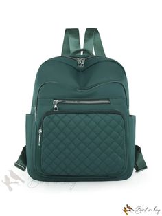 Bird in Bag - Multi-Compartment Agyle-Stitched Backpack with Zipper Closure, Ideal for Work, Travel, and Everyday Use Trendy Green Backpack With Zipper Closure, Trendy Green Backpack With Zipper, Back To School Quilted Backpack, Back To School Quilted Bags, Green Backpack With Zipper Closure For Daily Use, Green Backpack With Zipper Closure For School, Green School Backpack With Zipper Closure, Back To School Travel Backpack With Quilted Detail, Student Green Backpack With Zipper Pocket