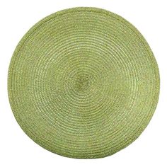 a round green placemat on a white background