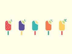 four popsicles with different toppings on them