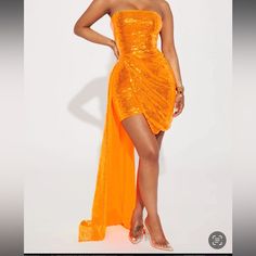 Sexy Orange Sequin Dress Never Worn Orange Dresses Prom Short, Orange African Prom Dress, Orange Prom Dresses Black, Orange Prom Dress Black, Orange Hoco Dress Short, Orange Hoco Dress, Orange Homecoming Dresses, Orange Prom Dresses, Long Trail