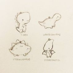 four different types of animals drawn on paper