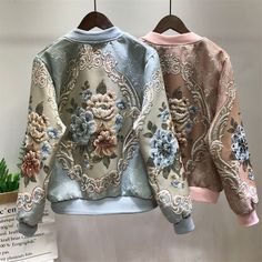 FREE SHIPPING Vintage Outwear Jackets Full Flower Pattern JKP4647 Beige Floral Embroidered Outerwear For Fall, Fall Beige Outerwear With Floral Embroidery, Cream Long Sleeve Outerwear With Floral Embroidery, Beige Winter Outerwear With Floral Embroidery, Beige Long Sleeve Outerwear With Floral Embroidery, White Floral Print Winter Outerwear, Beige Floral Embroidered Winter Outerwear, Cream Floral Print Outerwear For Fall, Winter Beige Outerwear With Floral Print