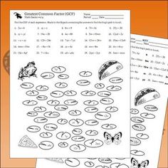 two worksheets with numbers and symbols on them