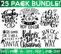 the 25 pack bundle includes christmas svg, epsp and dxf files