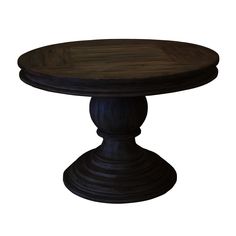 a round wooden table sitting on top of a white background