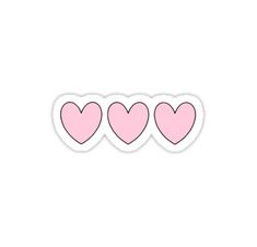 three pink hearts sticker on a white background with the word love written in it