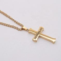 Men's Gold Stainless Steel Cross Necklace Philippians 4:13 Inspirational Gold Cross Jewelry, Inspirational Gold-toned Stainless Steel Jewelry, Gold Stainless Steel Cross Necklace As Gift, Inspirational Gold Cross Necklace, Mens Gold Cross Necklace, Gold Stainless Steel Cross Necklace For Gift, Men's Gold Cross Necklace, Gold Stainless Steel Cross Pendant Necklace, Gold Cross Necklace For Father's Day