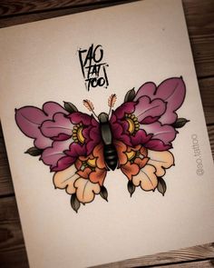 an image of a butterfly with flowers on it's wings and the words fao that too