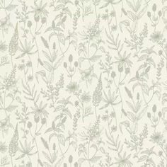 an image of a wallpaper with flowers and leaves in grey on a white background