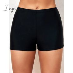 Ingvn - Women’s Swimwear Swim Shorts Beach Bottom Normal Swimsuit Short Solid Color Black Padded Black Swimwear With Stretch, Short Length, Black Stretch Swimwear, Short Length, Black Stretch Swimwear Of Short Length, Black Stretch Swimwear Short Length, Black Swim Trunks For Beach Season Workouts, Black Swim Trunks For Workout And Beach Season, Fitted Black Shorts For Poolside, Black Stretch Swim Trunks For Beach Season, Black Short Length Tankini For Swimming