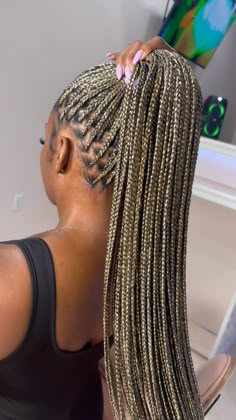 Mixed color knotless braids Mixed Color Braids, Braiding Hair Colors, Blonde Box Braids, Braided Hairstyles For Black Women Cornrows, Big Box Braids Hairstyles, Blonde Braids