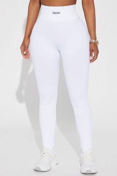 Available In White And Neon Pink. Athletic Legging in Ribbed Seamless No Seam Supportive Structure To Reduce Chafing Sweat Wicking Designed For Studio, Training And Running High Waist 92% Nylon 8% Elastane Imported | Fighter Ribbed Active Legging In Infinity Seamless in White size Small by Fashion Nova Sweat Suits Women, Sweater Jumpsuit, White Leggings, Active Leggings, Athletic Leggings, Black Romper, Bottom Clothes, White Fashion, Neon Pink