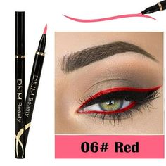 - Durable performance fine Eye Liner Eyeliner liquid. - Perfect for both professional use or personal use, suitable for all styles of all occasions, stage or daily life. - Contains a variety of natural plant extracts, quick-drying formula. - Easy to use, like a pen intense expression. - Great gift for both makeup starters and professionals. Color: Red. Eyeliner Design, Shiny Makeup, Color Eyeliner, Tutorial Eyeliner, Eye Makeup Cosmetics, Eyeliner Waterproof, Eye Makeup Tools, Shiny Eyes, Liquid Eyeliner Pen